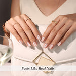 Champagne Toast unhas press-on quadradas cat eye: cena de estilo de vida com texto da marca | SHANGMENG®