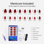 Faux ongles press-on gel souple, amande courte rouge foncé Cat Eye, feuille d’or 3D: tableau de 16 tailles en mm | SHANGMENG®