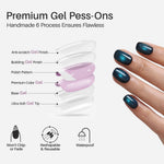 Cat Eye Peacock Blue Short Square Soft Gel Press on Nails UV-cured 6-layer process | SHANGMENG®