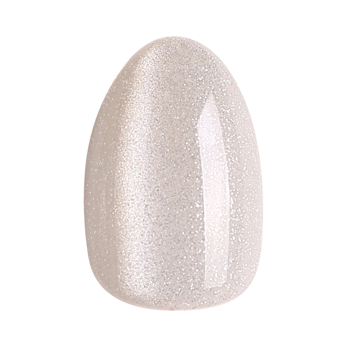 Cat Eye Pearl White Short Almond Soft Gel Press-On Nails single loose nail studio shot | SHANGMENG®