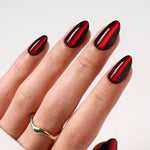 Ruby Heart unhas press-on amendoadas cat eye: vista alternativa em leque, cat eye rubi | SHANGMENG®