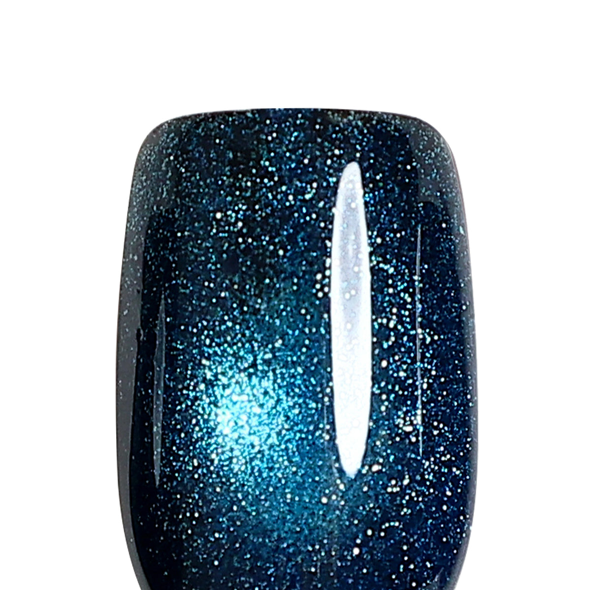 Cat Eye Peacock Blue Short Square Soft Gel Press on Nails product image 6 | SHANGMENG®