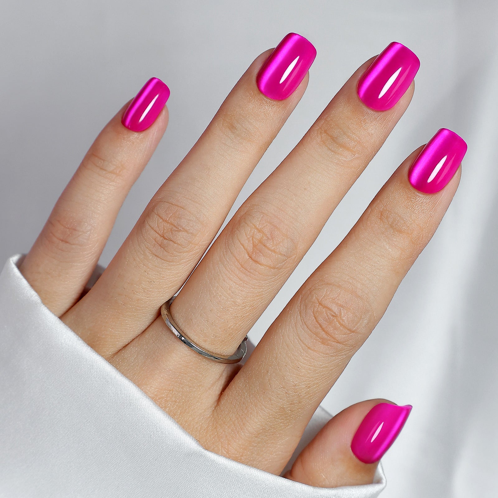 Cat Eye Hot Pink Soft Gel Nails