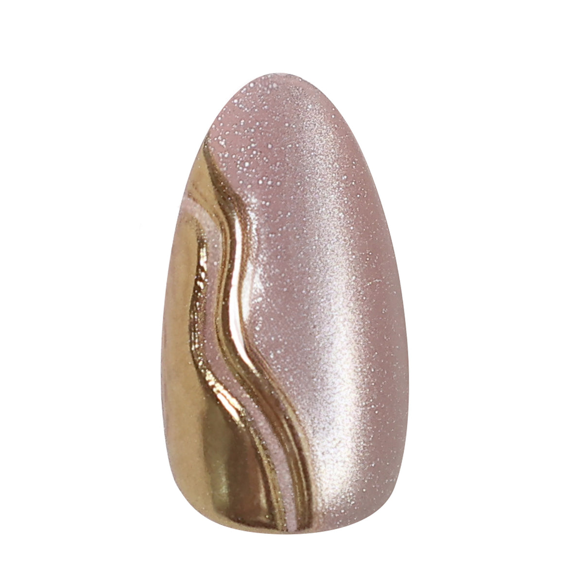 Champagne Muse Cat Eye 3D Short Almond Press-On Nails single nail finish close-up | SHANGMENG®