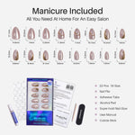 Champagne Muse Cat Eye 3D Short Almond Press-On Nails 16 size kit contents | SHANGMENG®