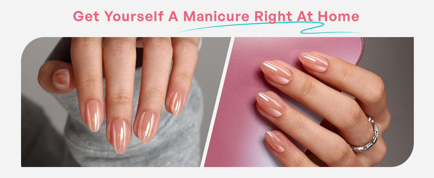 Faux Ongles Réutilisables Courts en Gel Souple Amande Effet Salon de Manucure Champagne detail image 2