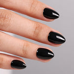 Chic Black High Gloss — Extra Short Almond close-up of the glossy black finish and almond silhouette | SHANGMENG®