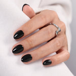 Chic Black High Gloss — Extra Short Almond side hand view showing the extra short almond profile | SHANGMENG®