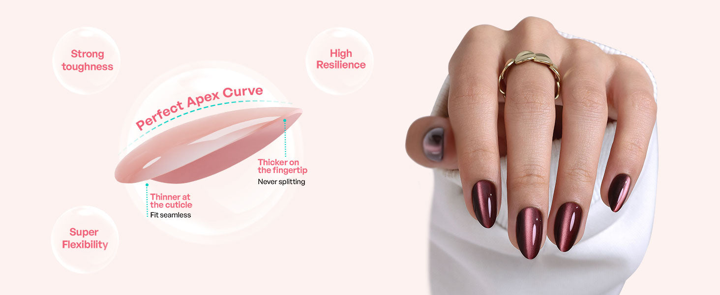 Chocolate Brown Cat Eye Almond Nails detail image 2