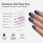 Chrome Purple Blue Short Square Soft Gel Press on Nails UV-cured 6-layer process | SHANGMENG®
