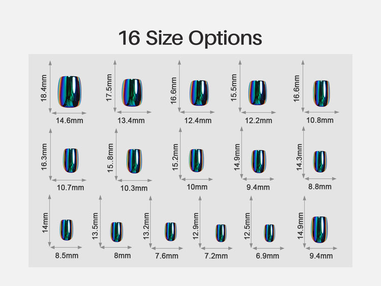 Chrome Purple Green Short Square Soft Gel Press on Nails detail image 2