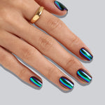 Chrome Purple Green Short Square Soft Gel Press on Nails product image 4 | SHANGMENG®