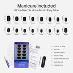Classic Black Gel Press on Nails 16 size options mm measurement chart | SHANGMENG®