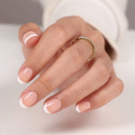 Paris Whisper French Tip — Extra Short Square front hand detail of the classic French extra short round manicure | SHANGMENG®
