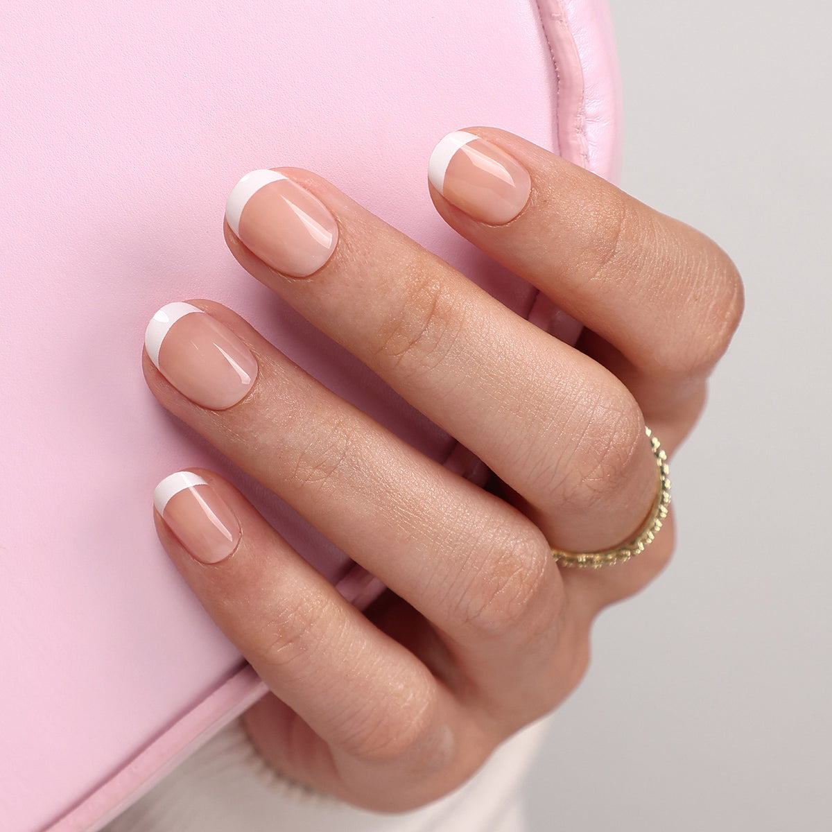 Paris Whisper French Tip — Extra Short Square on hand view | SHANGMENG®