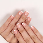 Paris Whisper French Tip — Extra Short Square closeup detail | SHANGMENG®