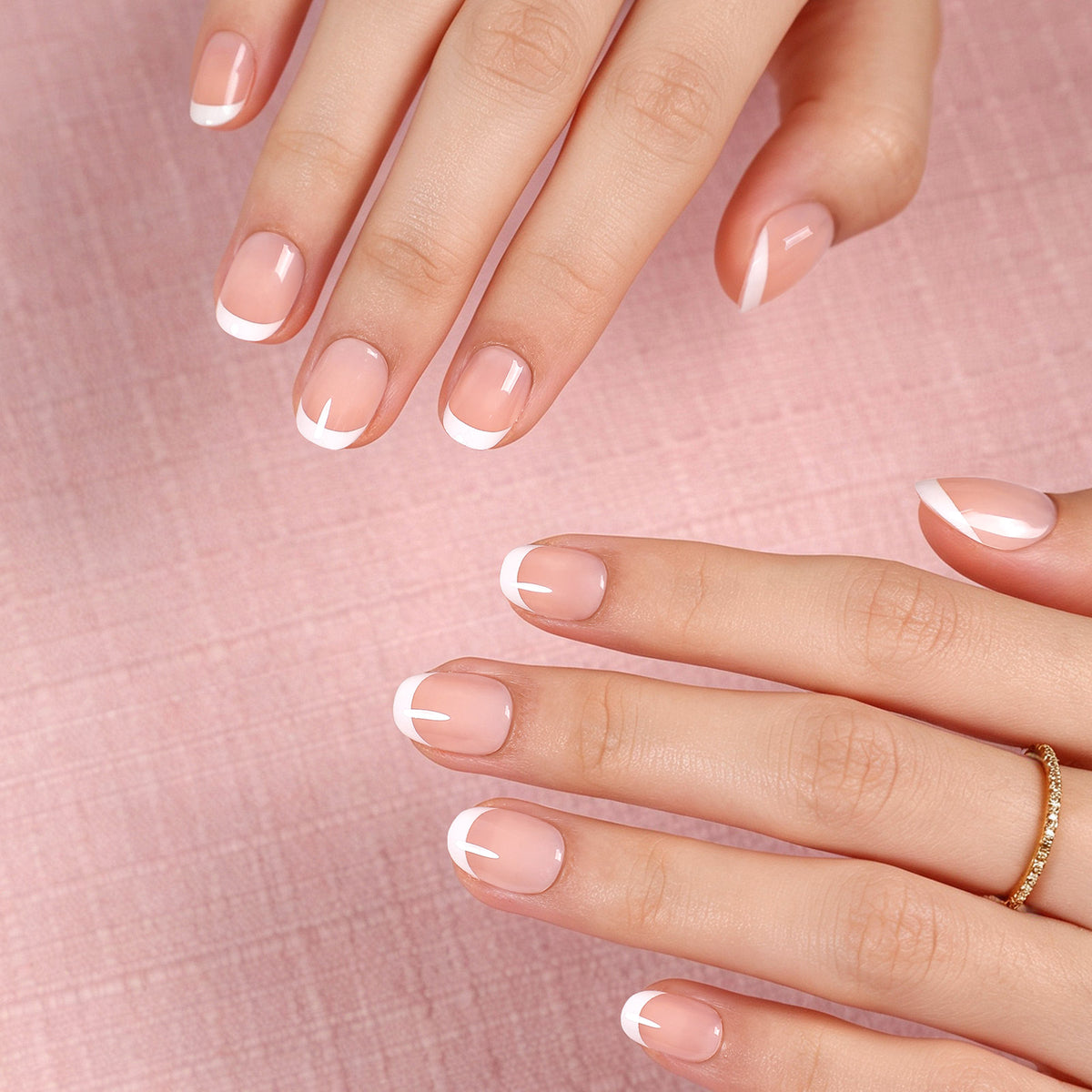 Paris Whisper French Tip — Extra Short Square on hand view | SHANGMENG®