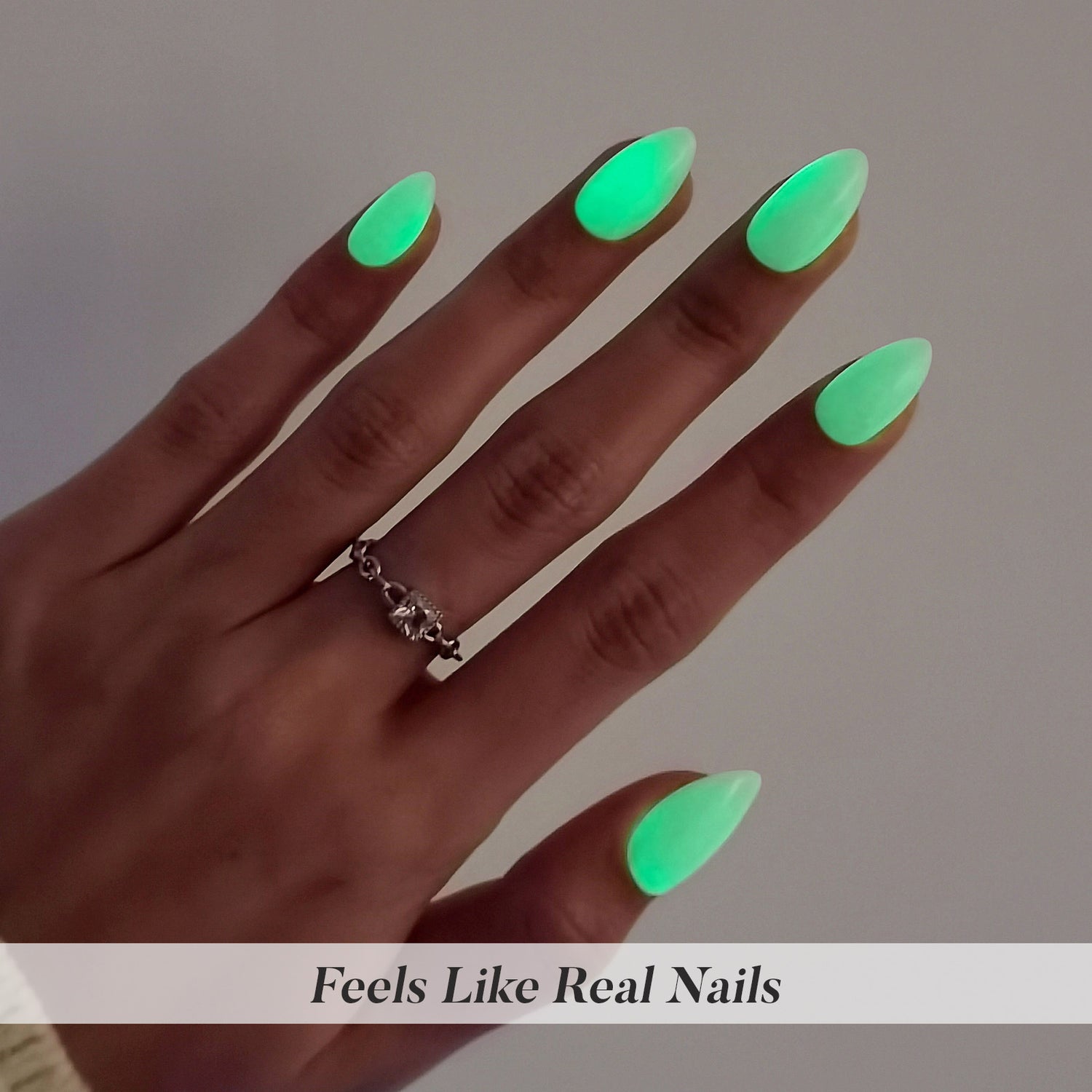 Fluorescent Solid Almond Press On Nails