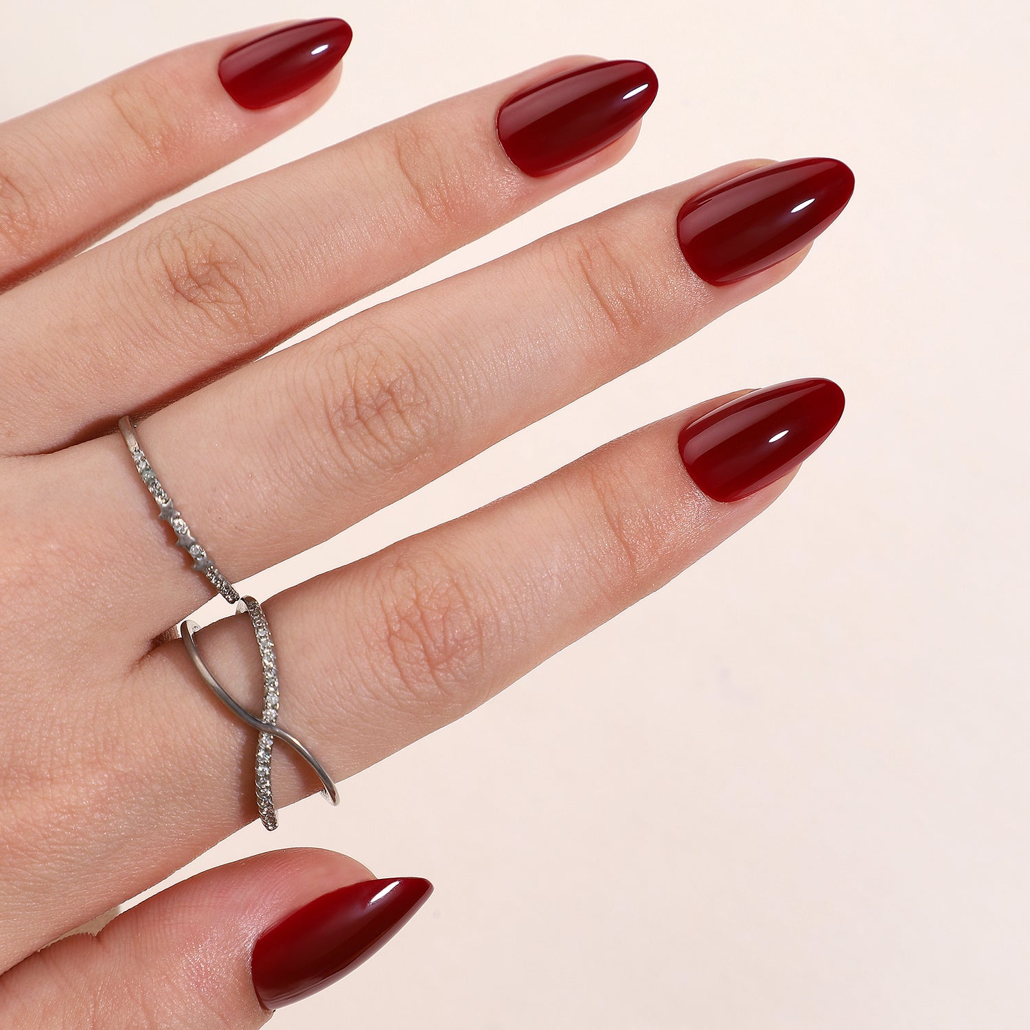 Red Short Almond Press-on Nails