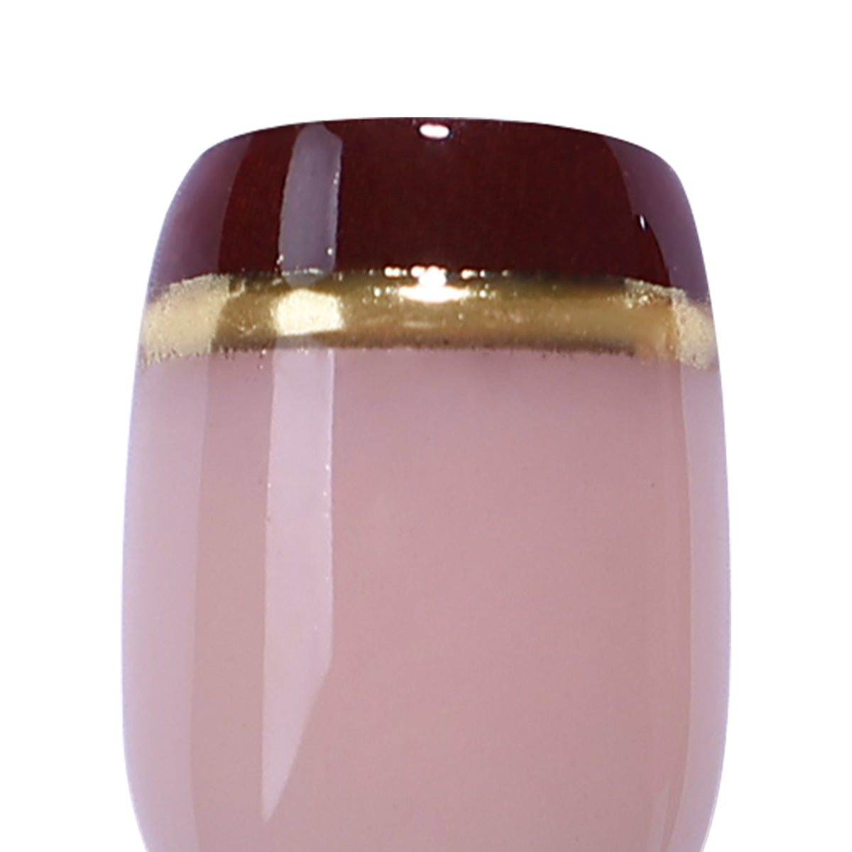 Espresso Gold-Line French Tips — Short Square single nail tip and gold line close-up | SHANGMENG®
