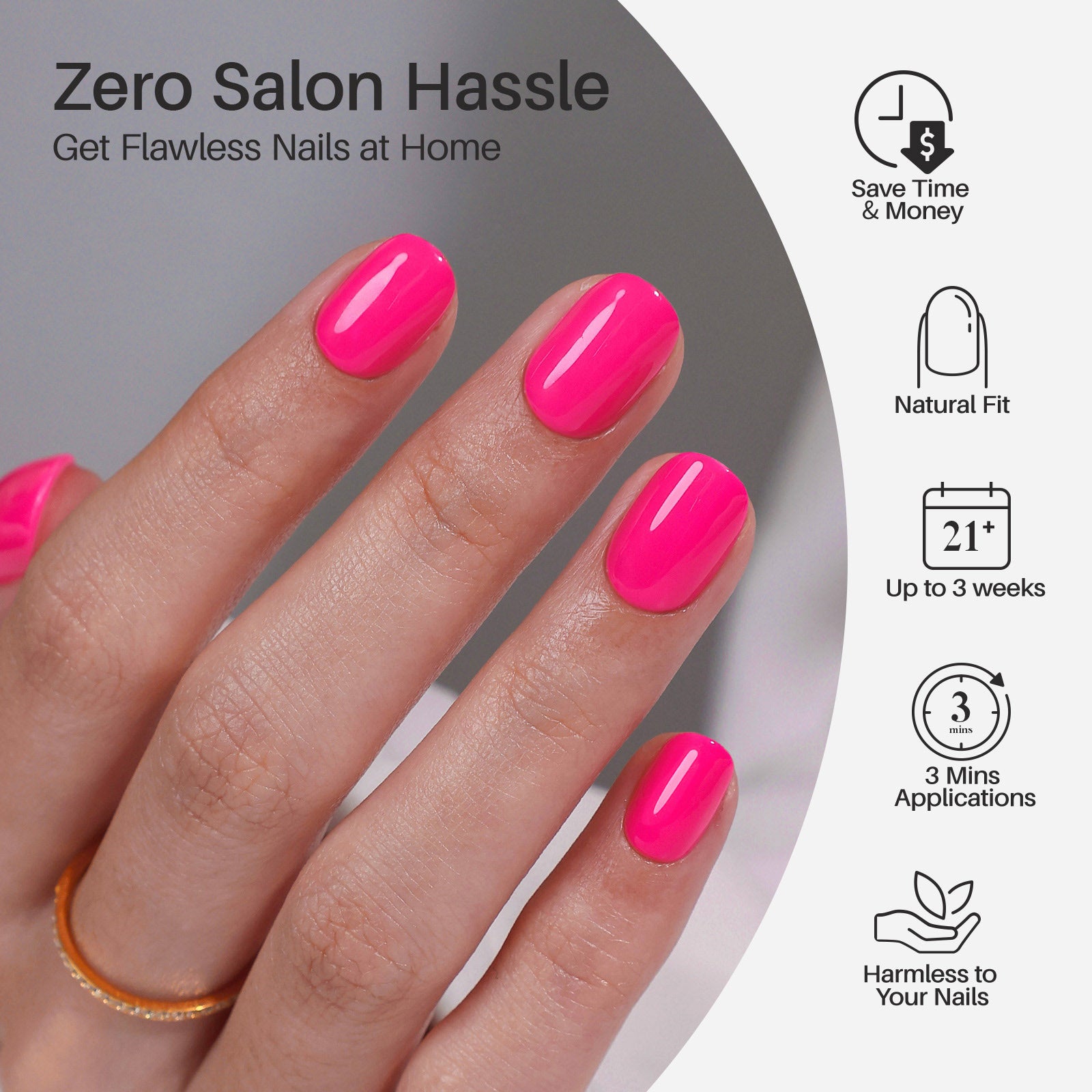 Hot Pink Extra Short Square Soft Gel Press on Nails product image 1 | SHANGMENG®