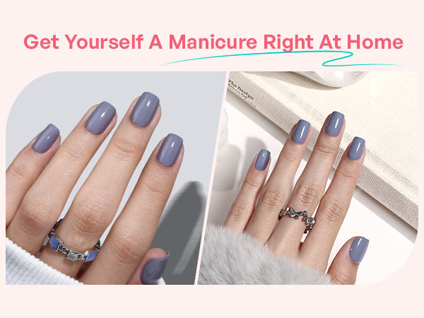 Cool Lavender Grey Square Press On Nails detail image 3