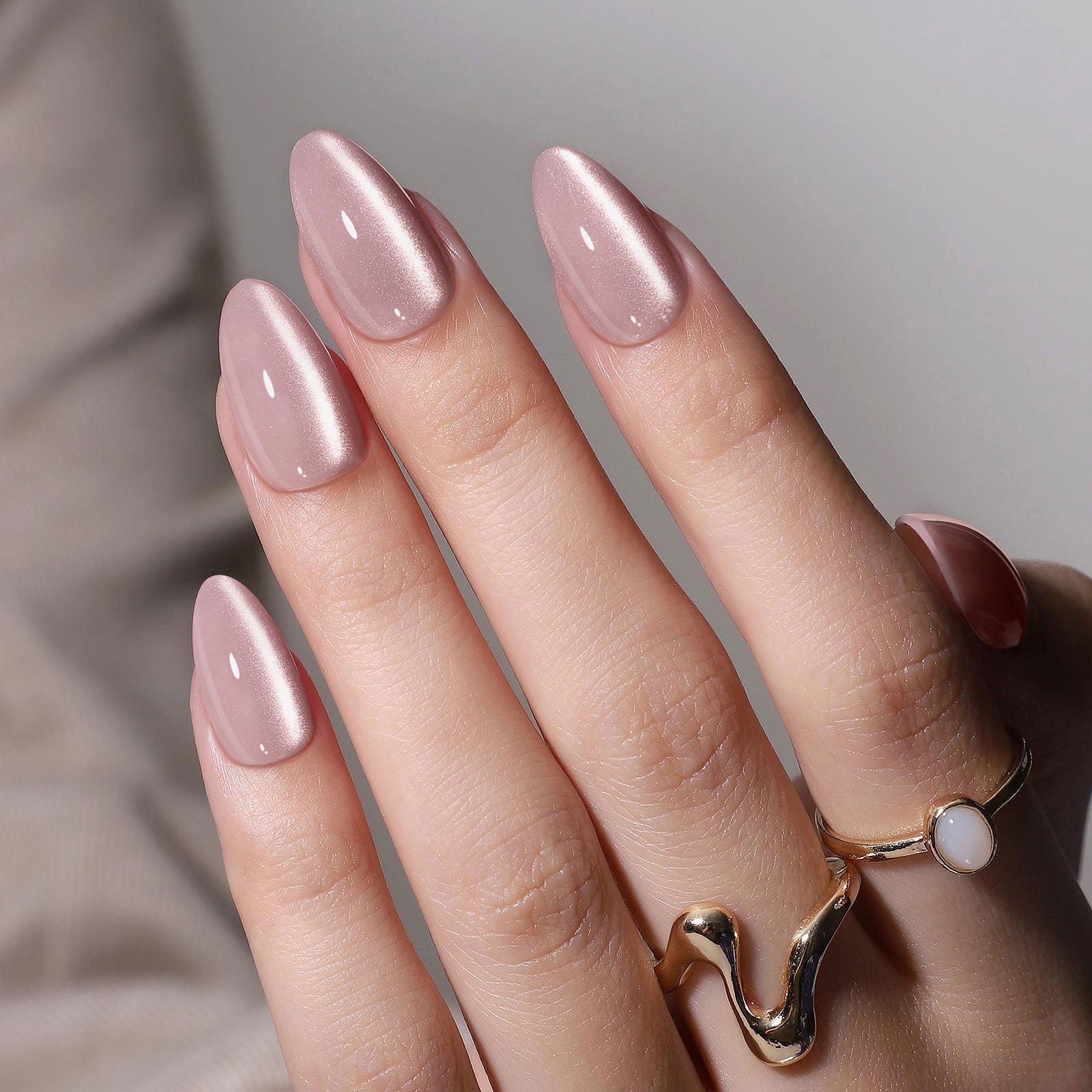 Avaliações verificadas de clientes do kit de unhas press-on rosa com glitter Cat Eye | SHANGMENG®