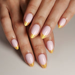 French Lilac Pink Almond Reusable Soft Gel Press-On Nails finish close-up on hand | SHANGMENG®