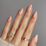 French Nude Almond Reusable Soft Gel Press-On Nails lifestyle atmosphere view | SHANGMENG®