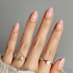 French Pink Almond Reusable Soft Gel Press-On Nails craft detail view | SHANGMENG®