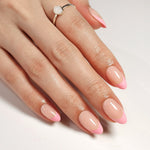 French Pink Almond Reusable Soft Gel Press-On Nails hand model detail | SHANGMENG®