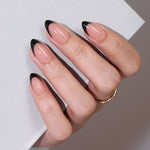 French Tip Black Short Almond Soft Gel Press on Nails product image 4 | SHANGMENG®