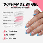 French Tip Baby Blue Short Almond Soft Gel Press on Nails product image 7 | SHANGMENG®