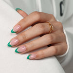 French Tip Green Jade Short Almond Soft Gel Press on Nails product image 3 | SHANGMENG®
