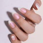 French Tip White Short Almond Soft Gel Press-On Nails craft detail view | SHANGMENG®