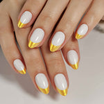 French White Gold Almond Reusable Soft Gel Press-On Nails craft detail view | SHANGMENG®