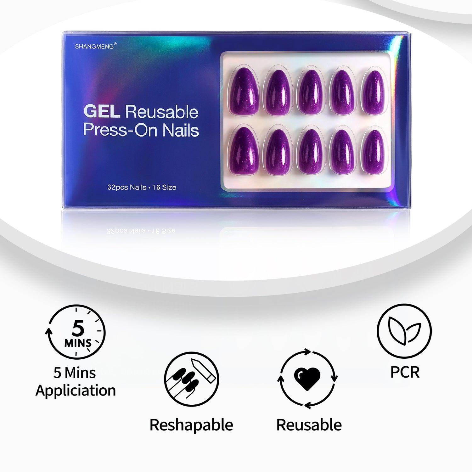 Glitter Purple Soft Gel Press-on Nails