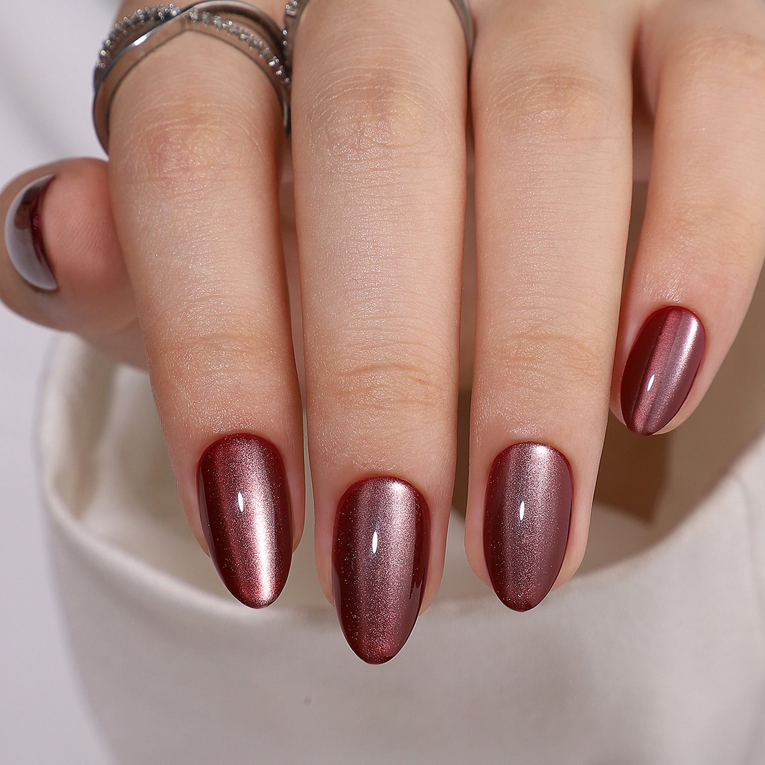 Cat Eye Prune Soft Gel Nails