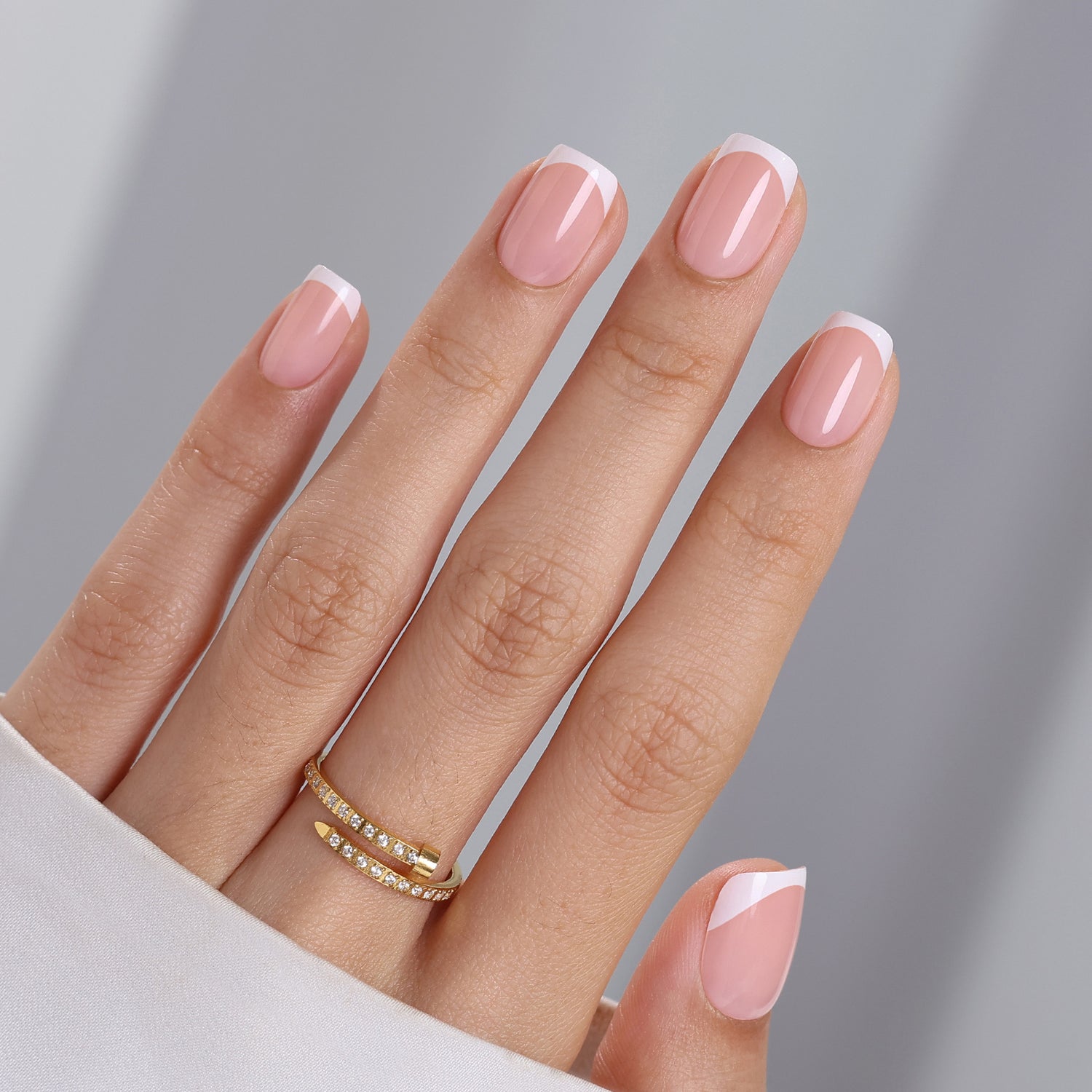 French White Tips Short Square Nails
