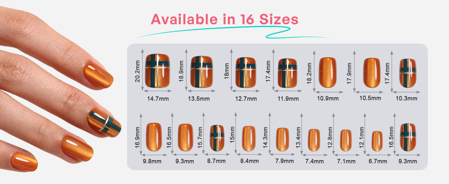 Gilded Check Salon Style Reusable Soft Gel Short Square Press on Nails detail image 1