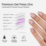 Gilded Glyphs Pink Cat Eye — Short Almond gel layer craft diagram | SHANGMENG®