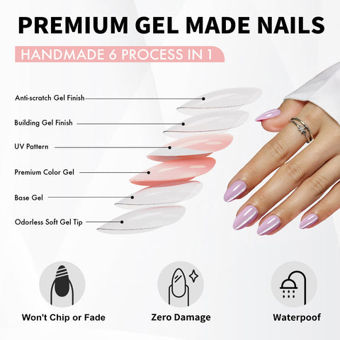 Cat Eye Pink Press on Nails Kit