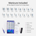 Glazed Donut Light Blue Short Square Press on Nails 16 size options mm measurement chart | SHANGMENG®