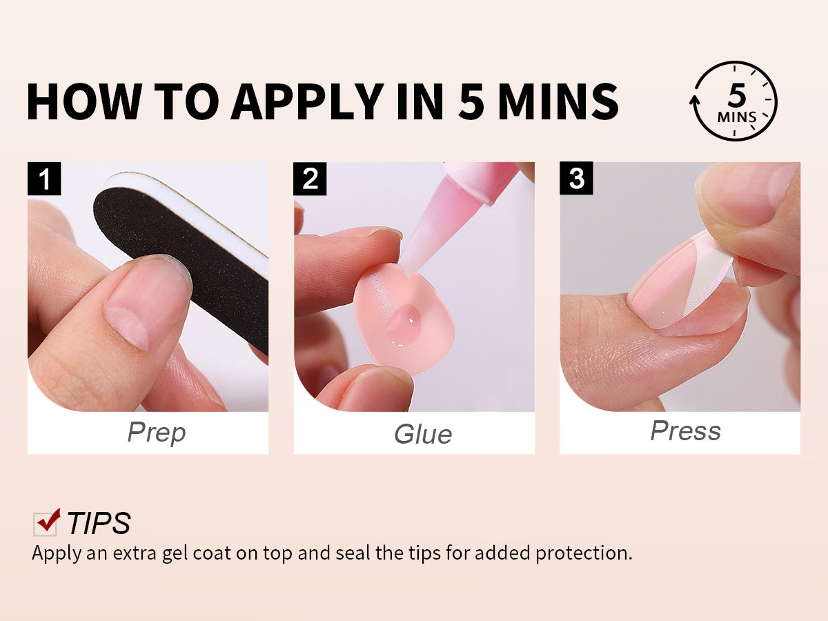 Glitter 3D Emerald Short Almond Soft Gel Press-On Nails application steps detail | SHANGMENG®
