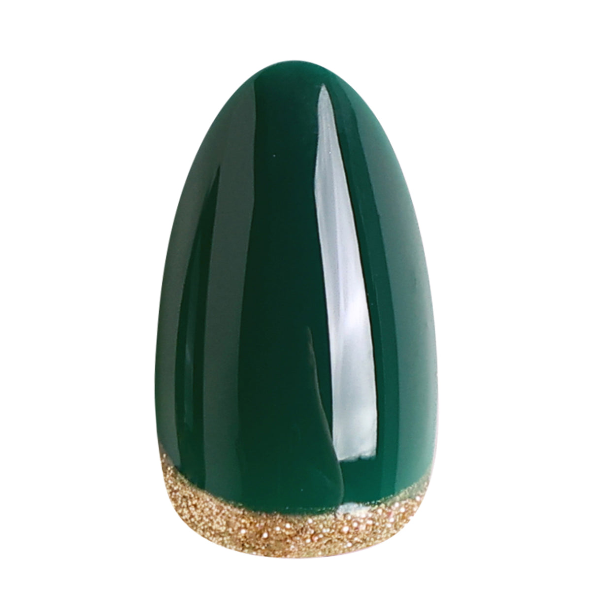 Emerald Muse unhas press-on amendoadas com glitter: foto de estúdio de uma unha solta | SHANGMENG®