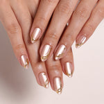 Gold Carving Cat Eye 3D Short Almond Press-On Nails product detail view | SHANGMENG®