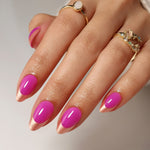 Gambar produk kuku press-on French Tip Chrome Rose Gold berbentuk almond pendek 3 | SHANGMENG®