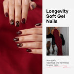 Gilded Ember Red Gold Swirl — Short Square hand model detail | SHANGMENG®