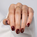 Gilded Ember Red Gold Swirl — Short Square main hand model view | SHANGMENG®
