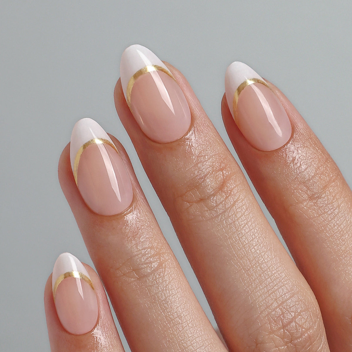 Golden Silk Gold Ribbon — Short Almond on hand raised view | SHANGMENG®